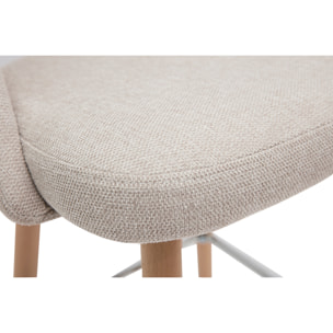 Tabourets de bar scandinaves tissu effet velours texturé beige et hévéa massif 65 cm (lot de 2) COSETTE