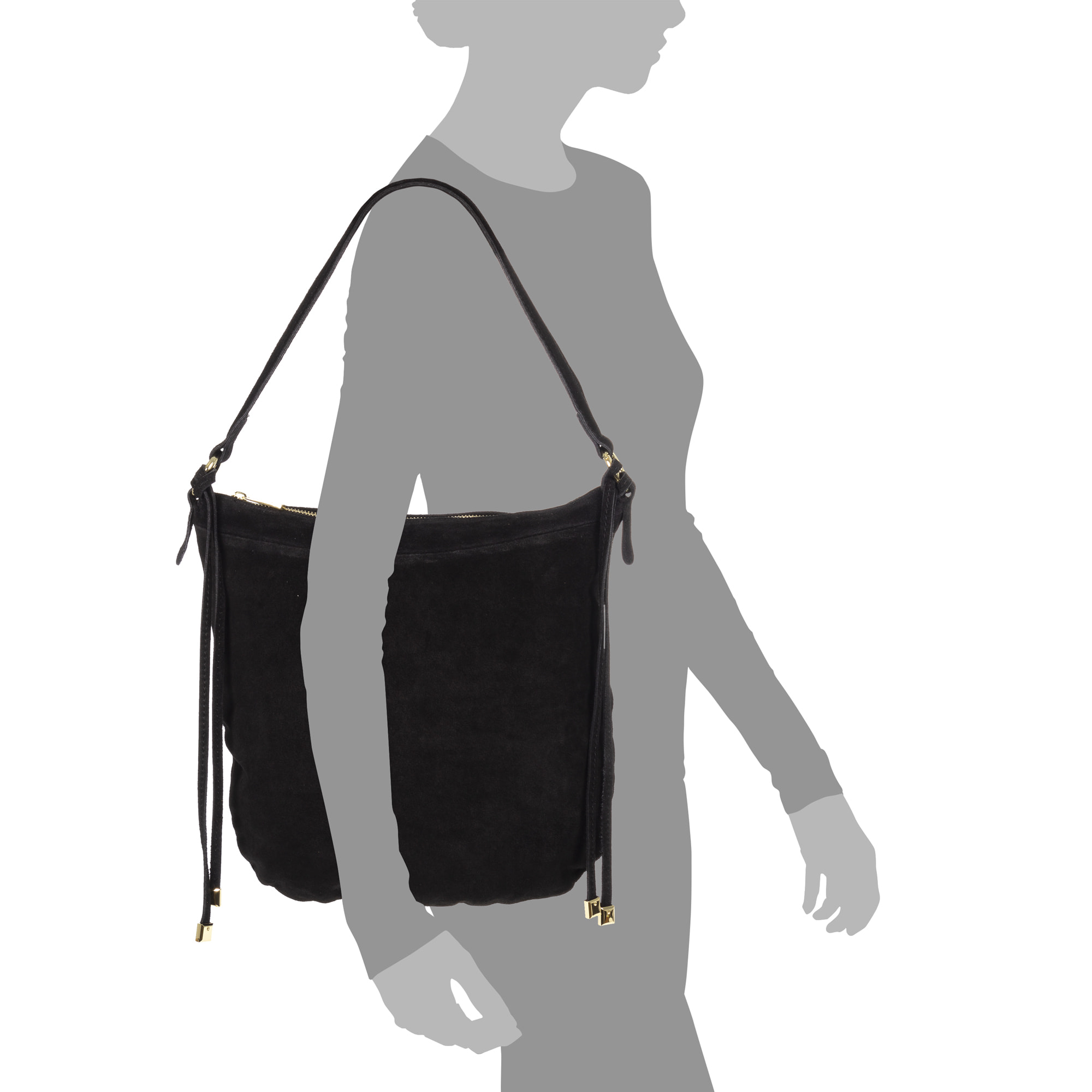 Acquacanina Bolso de hombro Mujer.Piel auténtica Gamuza