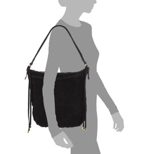 Acquacanina Bolso de hombro Mujer.Piel auténtica Gamuza