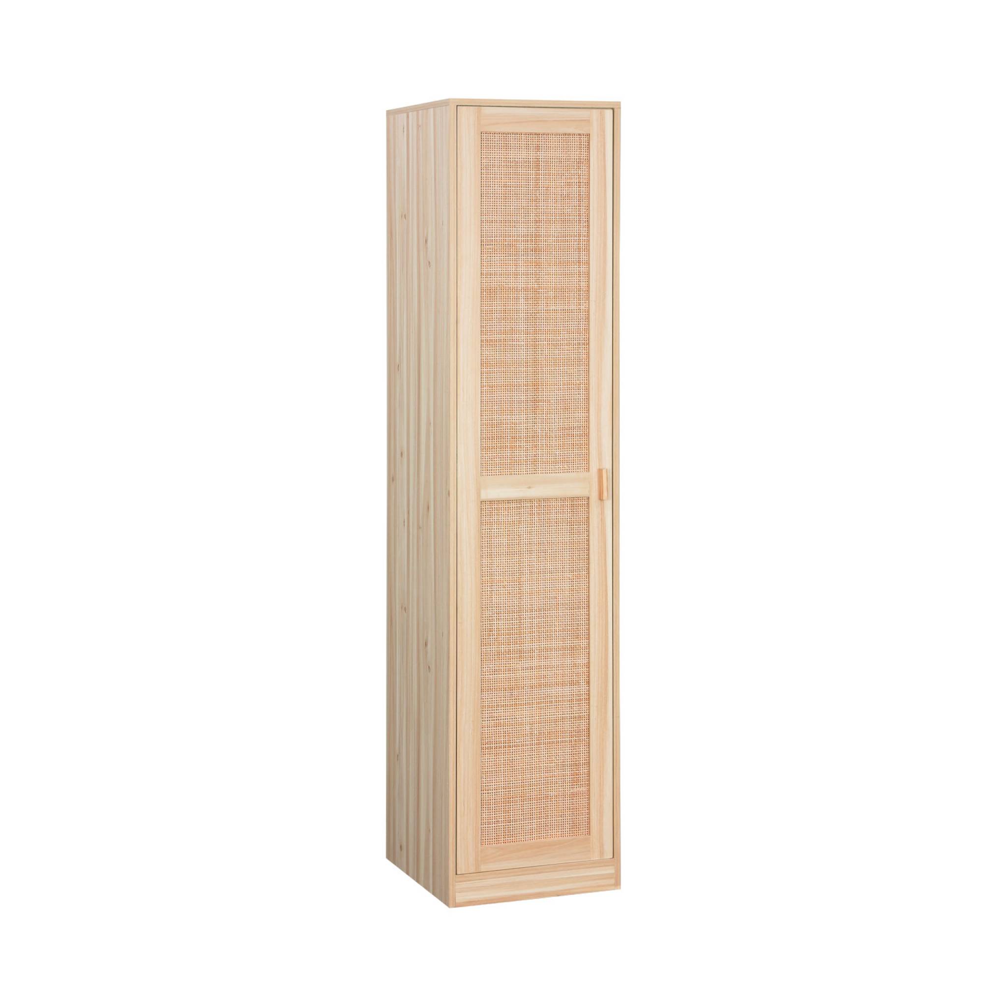 Armoire dressing cannage et effet bois. garde-robe 1 porte. 5 étagères H180cm