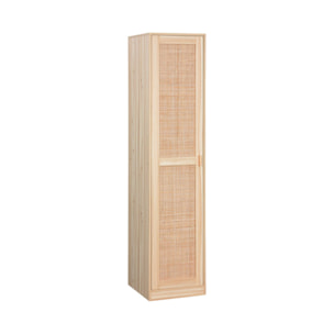 Armoire dressing cannage et effet bois. garde-robe 1 porte. 5 étagères H180cm