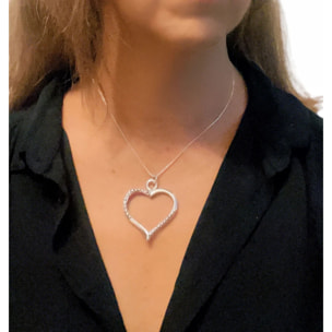 Collar Cuore rosa en plata 7-10 micras