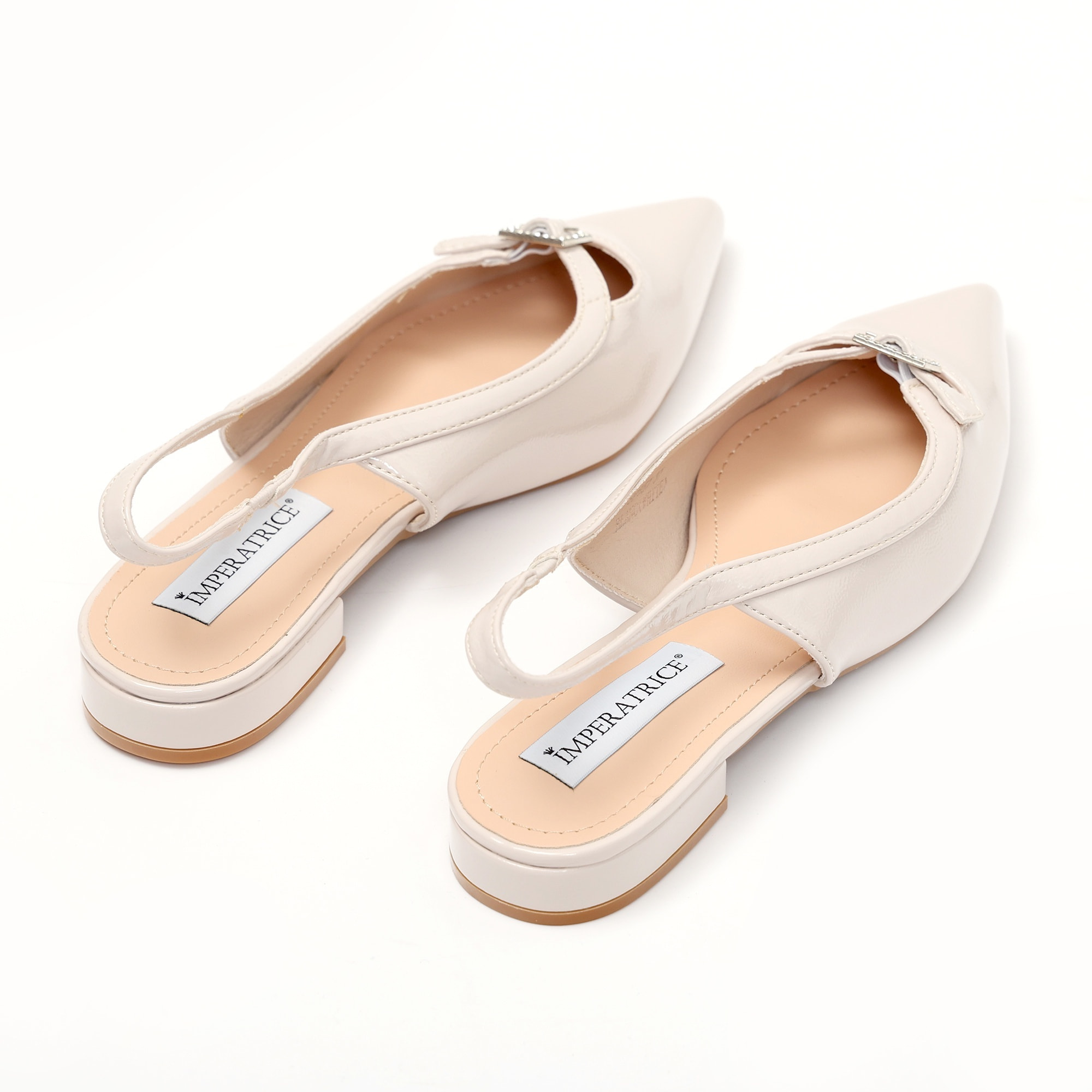 Ballerine slingback in simil pelle verniciata con fibietta strass