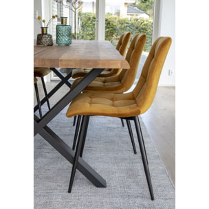 Set 2 sedie da pranzo Middelfart in velluto giallo senape con gambe nere