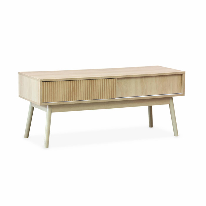 Meuble TV décor bois. 2 portes coulissantes L 115 x l 40 x H 48cm - Linear