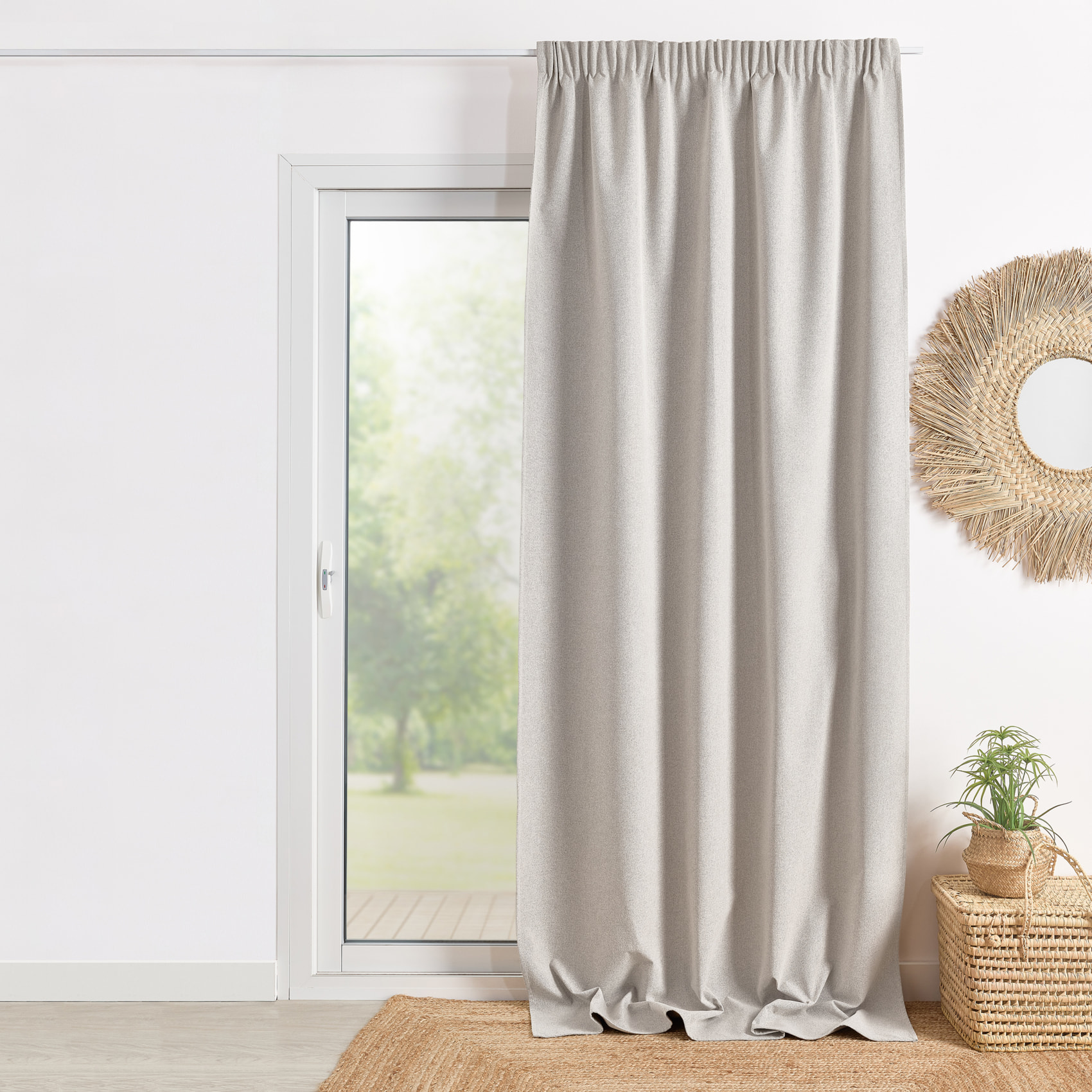 Rideau 100% occultant double face galon fronceur - Ivoire