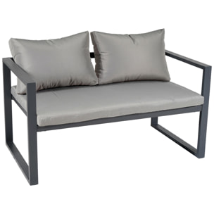 Salon de jardin IBIZA en tissu gris 4 places - aluminium anthracite