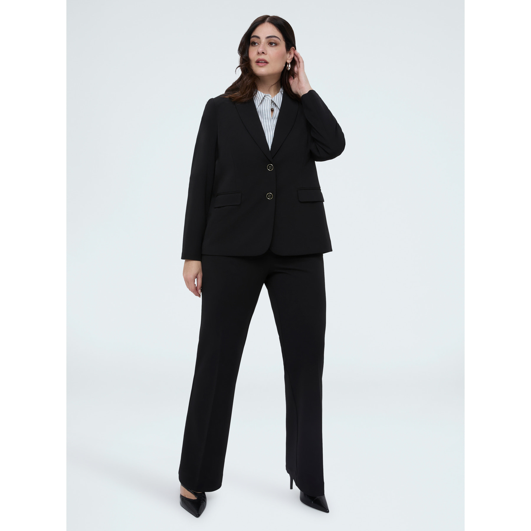 Fiorella Rubino - Blazer fitted in tessuto stretch - Nero