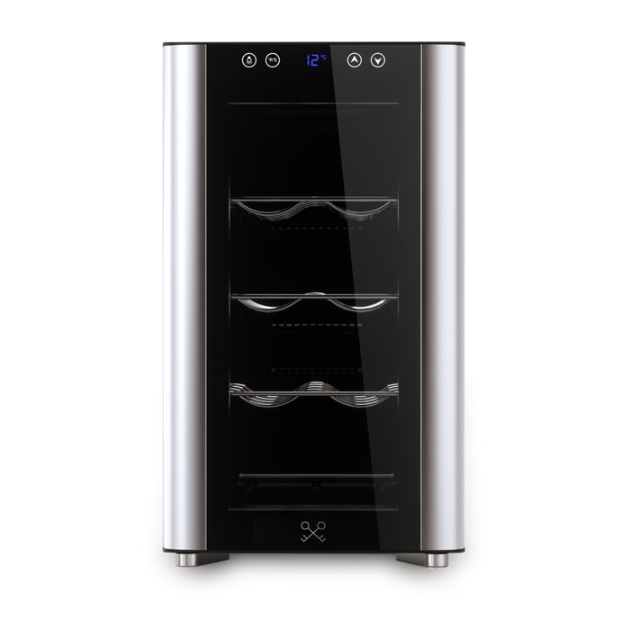 Les Petit Champs Vinoteca 8 Botellas CAVS8, Capacidad 23L, Puertas de Acero Inoxidable, Ajuste de Temperatura de 11°C a 18°C, Sistema Termoeléctrico, Iluminación LED, Anti-UV, 3 estantes