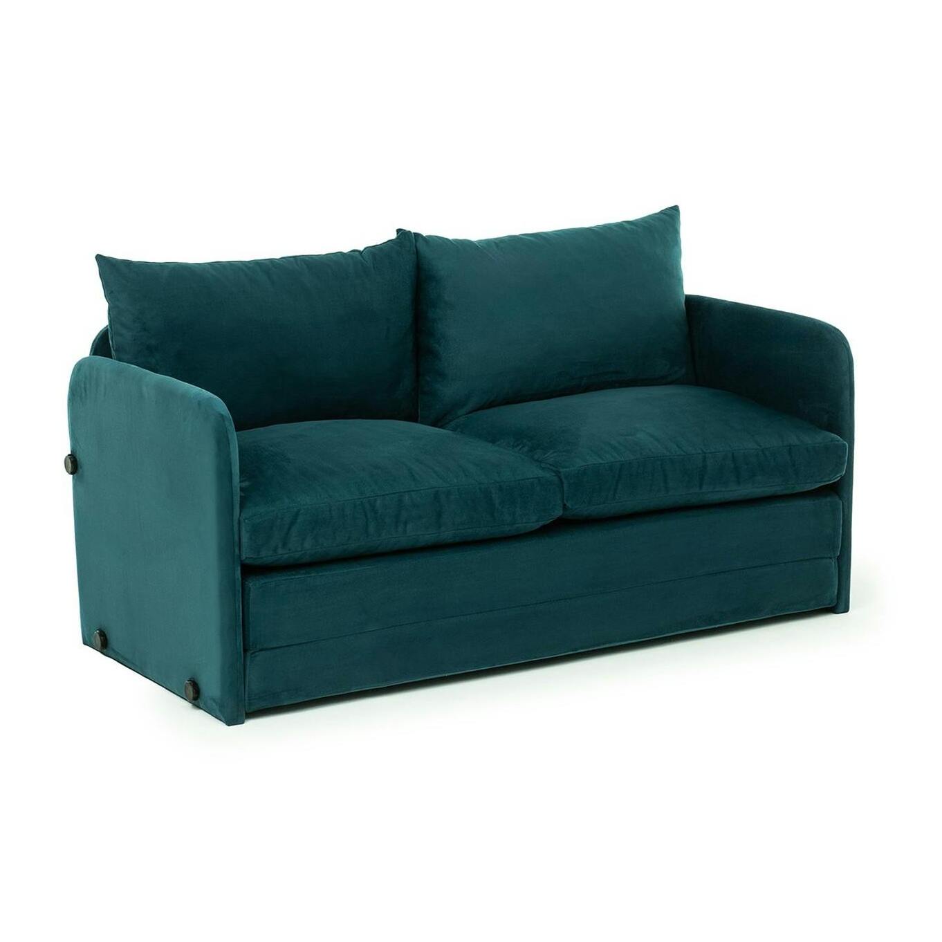 Canapé-lit d'appoint en tissu bleu lagon, 2 personnes ORURO