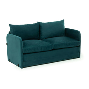 Canapé-lit d'appoint en tissu bleu lagon, 2 personnes ORURO
