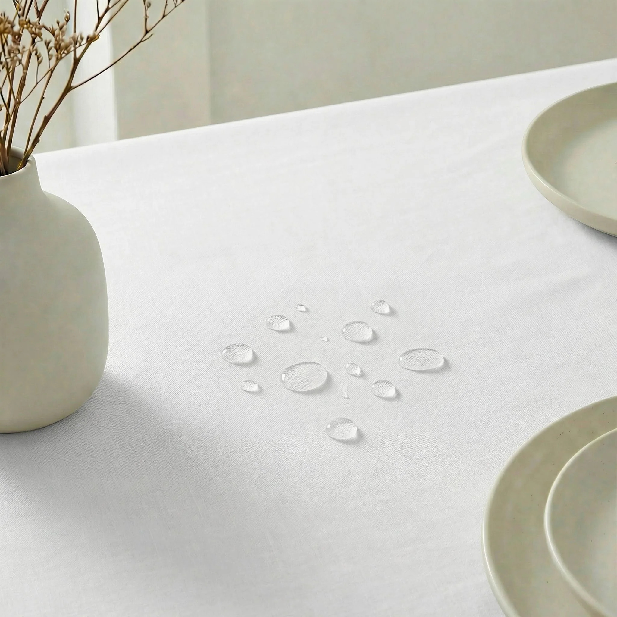 Nappe antitache au toucher tissu imperméable Blanc