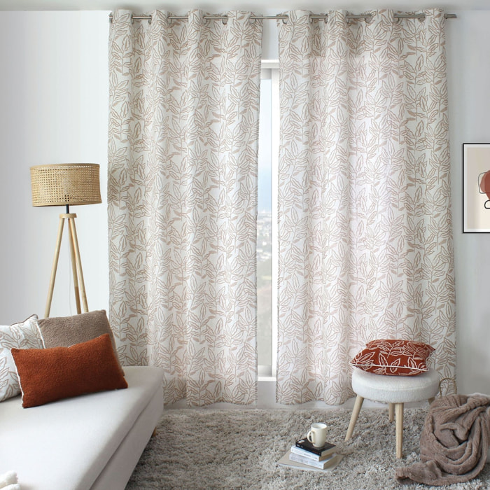 Rideau à oeillets en coton recyclé Chambray - Beige