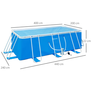 Piscina Desmontable Tubular 440x240x122 cm con Depuradora Cartucho 4.000L/H Azul