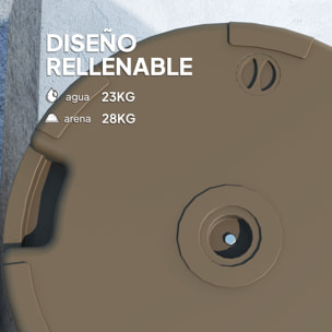 Base para Sombrilla Redonda Soporte para Parasol Pie para Sombrilla Rellenable con Agua 23L o Arena 28kg para Jardín Terraza Marrón