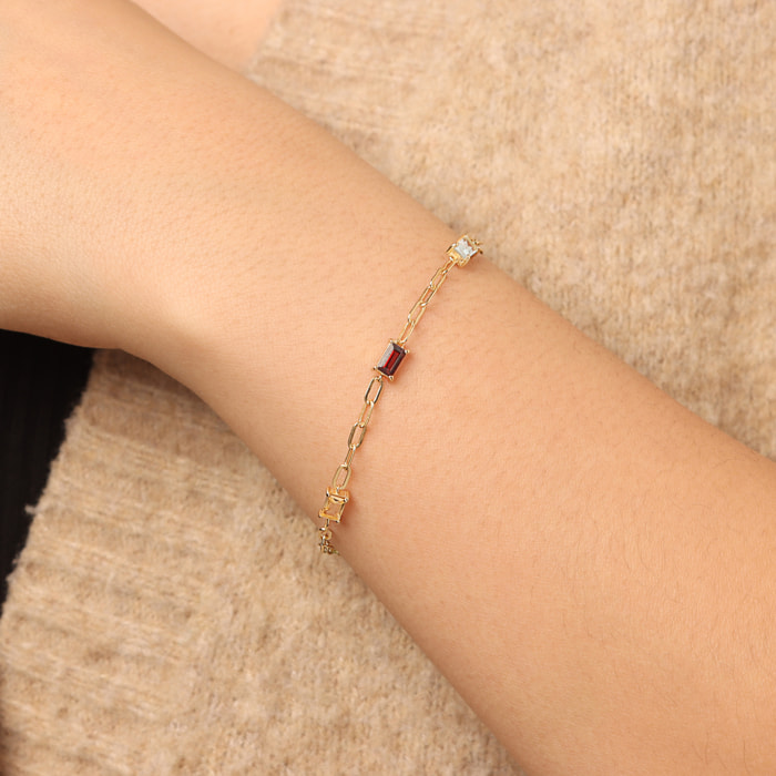 Bracciale in Argento 925 placcato Oro Giallo 18Kt con Pietre Naturali Sfaccettate