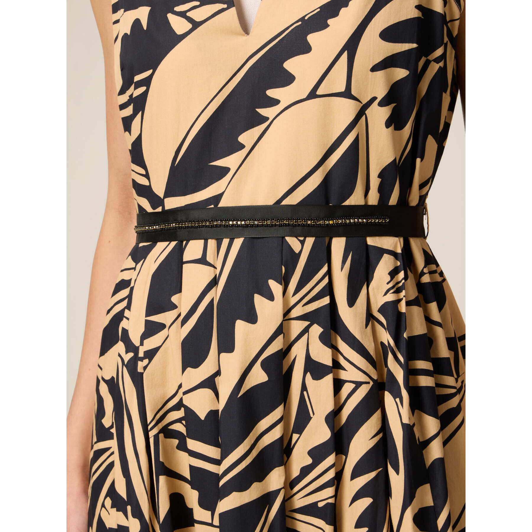 Oltre - Vestido de popelina estampado - Beige