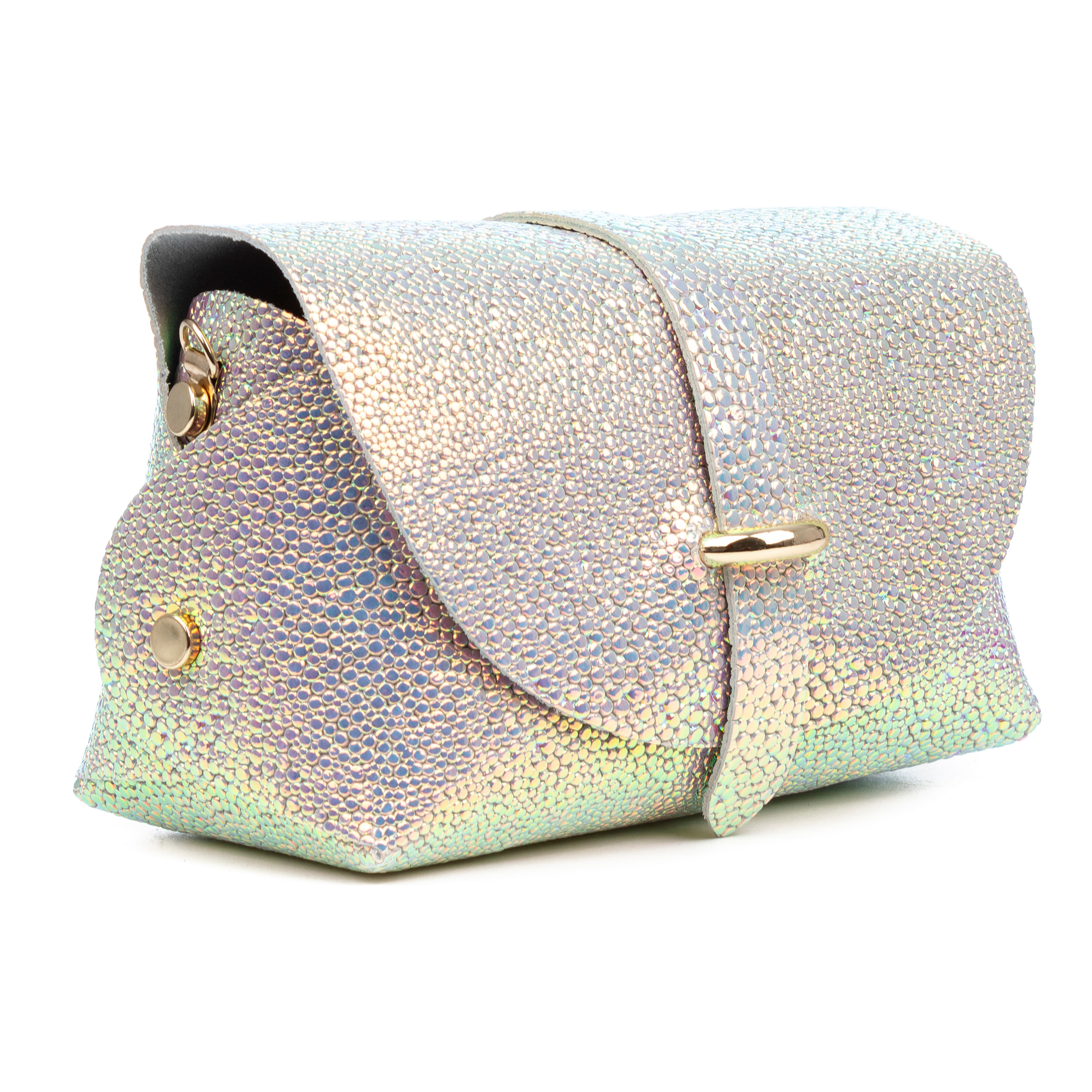 Aurora Bolso bandolera Mujer. Piel auténtica Gamuza acabado iridiscente.