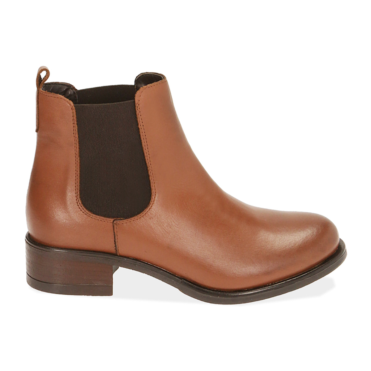 Chelsea boots cognac in pelle, tacco 4 cm