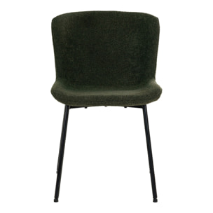 Set 2 sedie da pranzo Maceda in bouclé verde scuro con gambe nere 48x59x83 cm