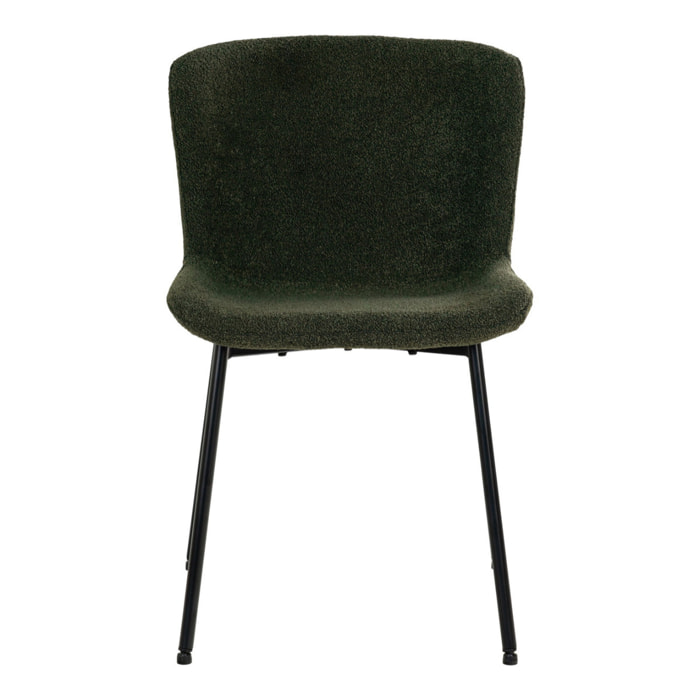 Set 2 sedie da pranzo Maceda in bouclé verde scuro con gambe nere 48x59x83 cm