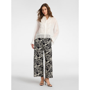 Elena Mirò - Camicia in ramié con pizzo - Bianco