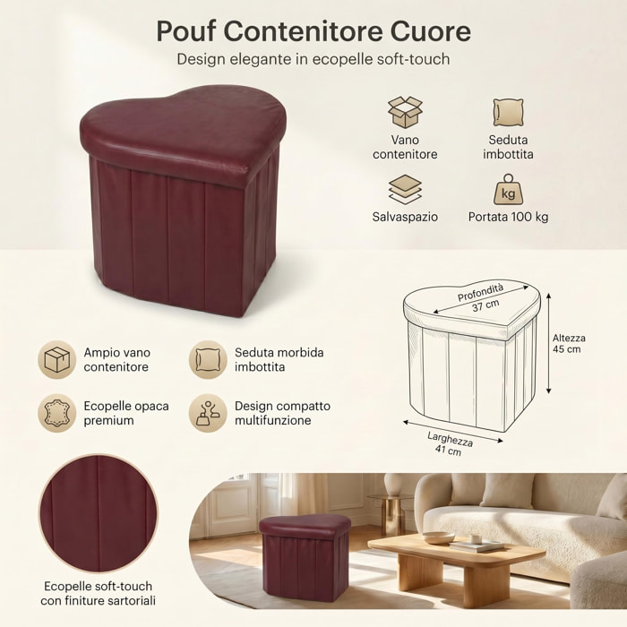 Pouf a forma di cuore in ecopelle