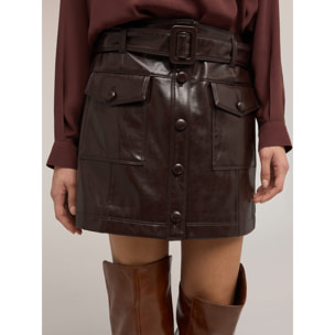 Motivi - Minifalda en tejido revestido - Burgundy