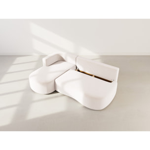 Mahina - canapé d'angle gauche 4 places convertible avec coffre en velours côtelé - Beige