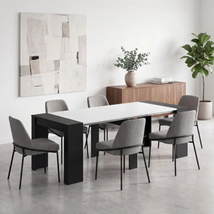 Mesa consola extensible en negro mate y blanco artik 50-235x90 cm Denis Negro Mate - Blanco Artik