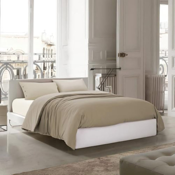 Intrecci Parure Copripiumino Bicolore 100% Cotone 200x240 , Piazza e Mezza