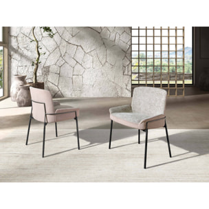 Silla Angel Cerdá con asiento tapizado en tela gris y respaldo tapizado en tela aterciopelada marrón patas de acero inoxidable oscurecido 58x54x76cm