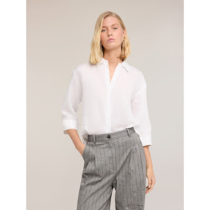 Motivi - Camisa boxy de lino - Blanco