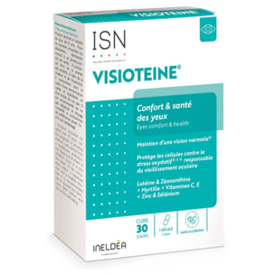 INELDEA SANTE NATURELLE - Visioteine  - Favorise le maintien de l'acuité et le confort visuel - Protège les cellules contre le stress oxydatif - 30 gélules végétales - Sans Gluten - Cure 30j