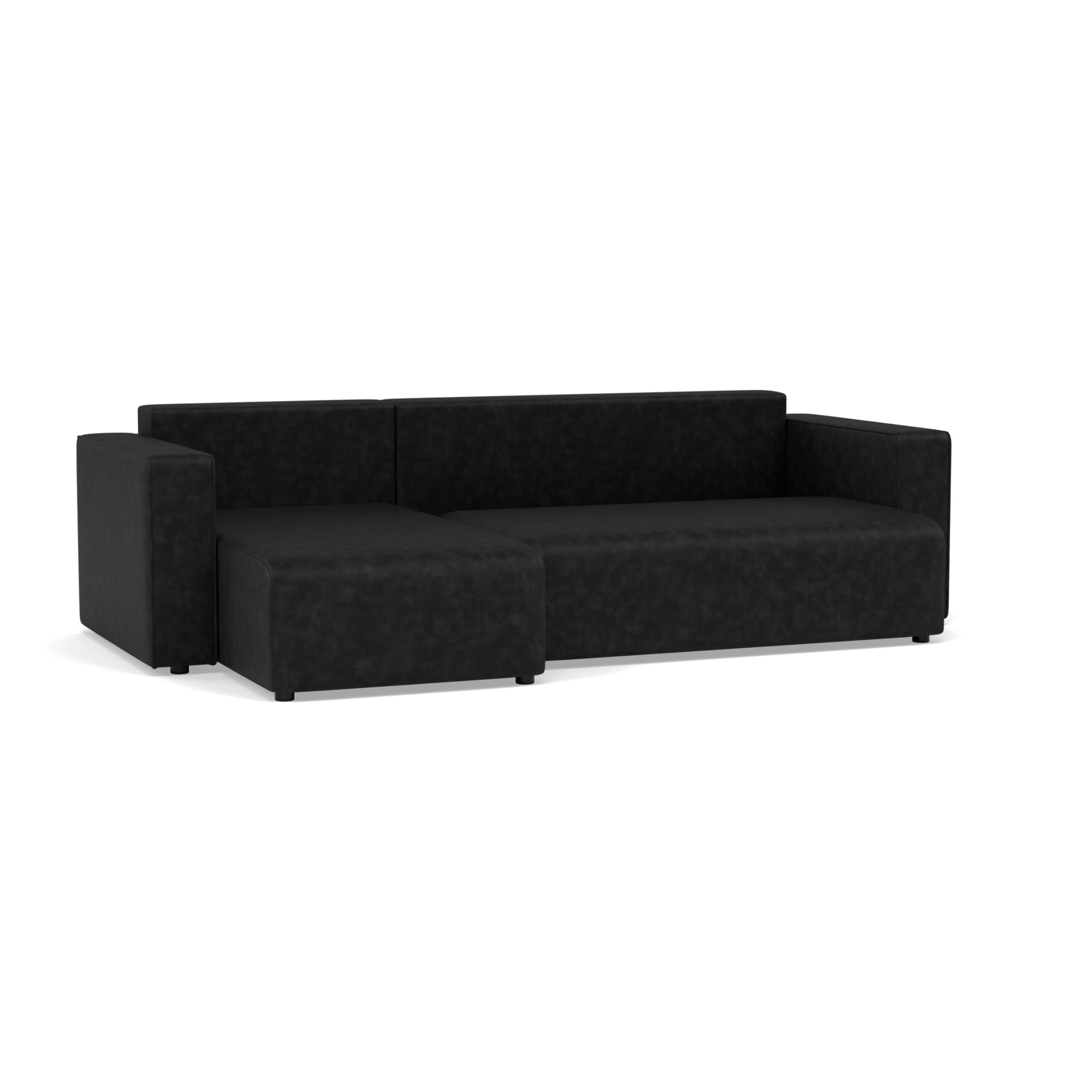 Topaze - canapé d'angle réversible 4 places convertible avec coffre en simili - Noir
