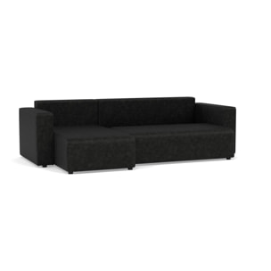 Topaze - canapé d'angle réversible 4 places convertible avec coffre en simili - Noir