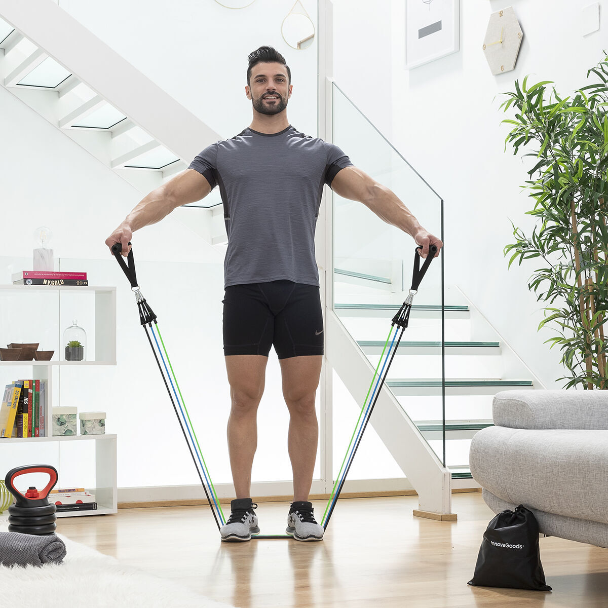 Pack Plateforme Vibrante avec Haut-parleur, Télécommande et Bandes de Résistance avec Guide d’Exercices InnovaGoods