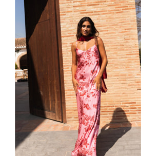 Vestido largo lencero con tirantes