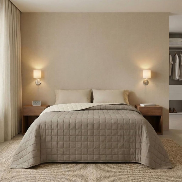 Copriletto estivo leggero double face 170x260 cm, trapunta estiva traspirante e morbida, coperta primaverile elegante e moderna, design reversibile per doppio stile, ideale per stagione calda, resistente e facile da lavare