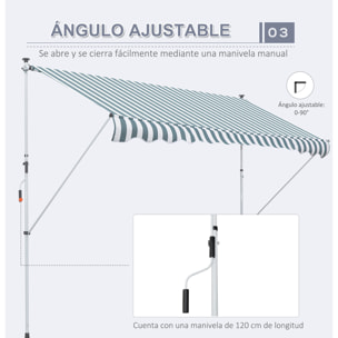 Toldo Manual Retráctil Exterior 300x150x170-280 cm Enrollable Manivela Verde