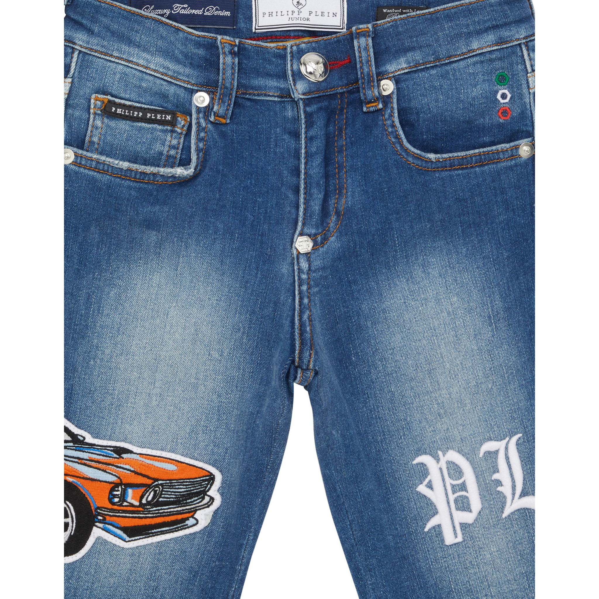 PHILIPP PLEIN DENIM SHORTS FERMENTERA RACING