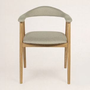 Lore - chaise en chêne massif et tissu - Bois / Beige