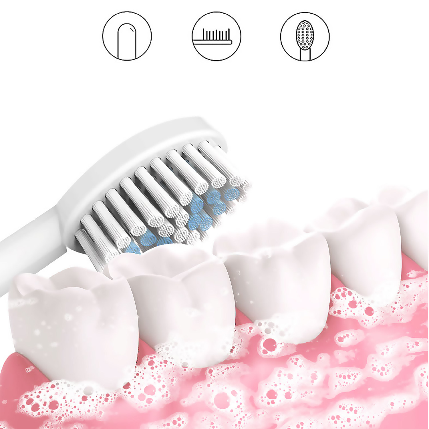 Cepillo de dientes eléctrico con batería recargable y 3 cabezales. Carga inalámbrica inductiva.