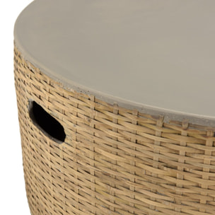 HECTOR - Table basse ronde plateau en béton socle en bambou naturel