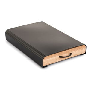 Cajón para cápsulas Nespresso ELIE 26,5x39x6cm en Acero y bambú con estilo Industrial