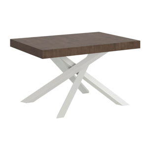 Tavolo allungabile 90x130/390 cm Volantis noce telaio bianco