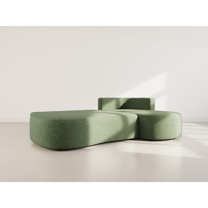 Mahina - canapé d'angle droit 4 places convertible avec coffre en tissu texturé - Vert