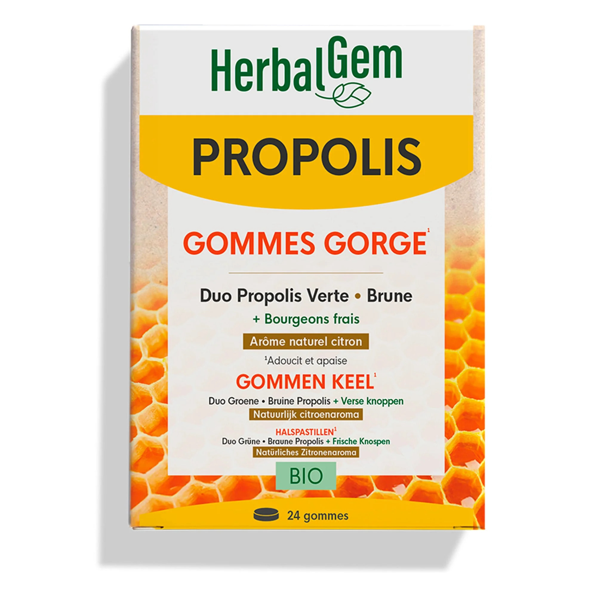 Herbalgem- Gommes Gorge Propolis - Bio - 24 gommes