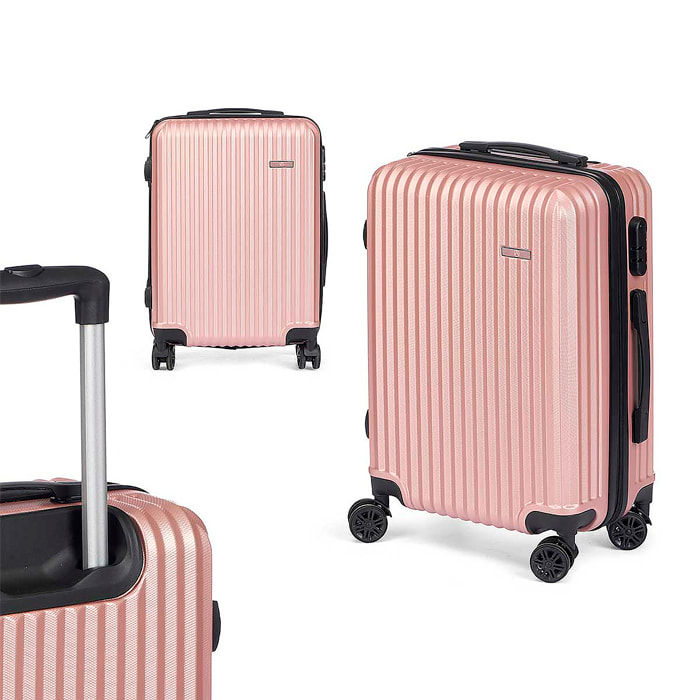 Valigia trolley da cabina in ABS, leggera e resistente. Progettazione del nastro.