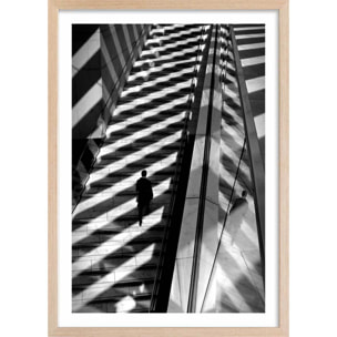 Affiche portrait de femme - Jeu d'ombre Affiche + cadre en bois - Chêne